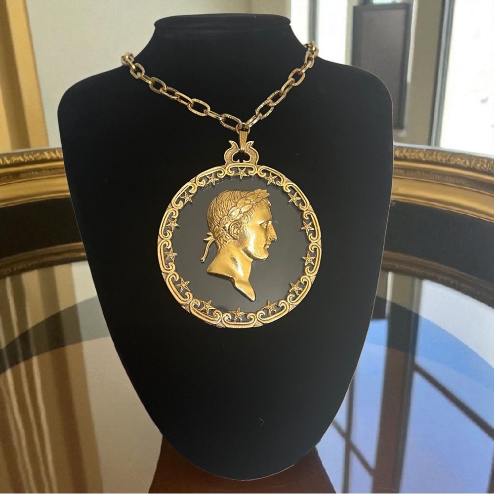 Vintage ART Gold Napoleon Medallion Necklace